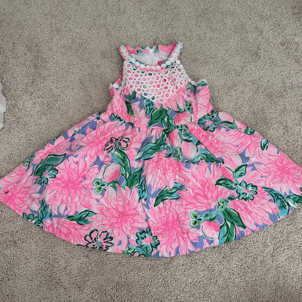 Lilly Pulitzer Toddler Girls Kinley Cotton Twirl Resort Dress Fit & Flare Size 3